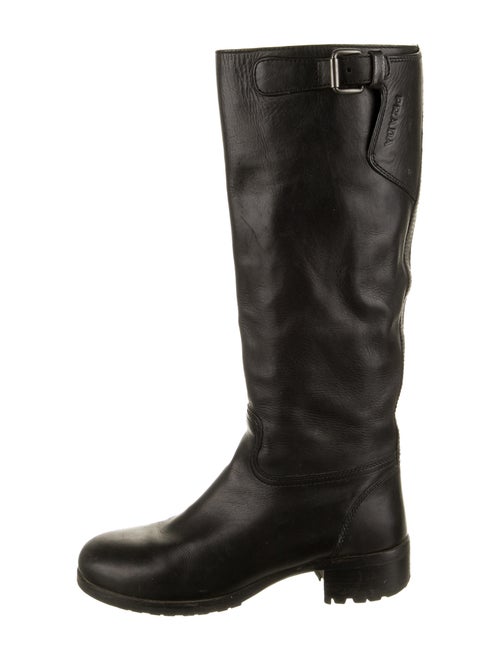 Prada Leather Riding Boots Black