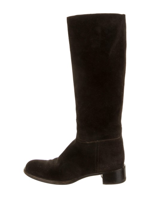Prada Suede Riding Boots Brown