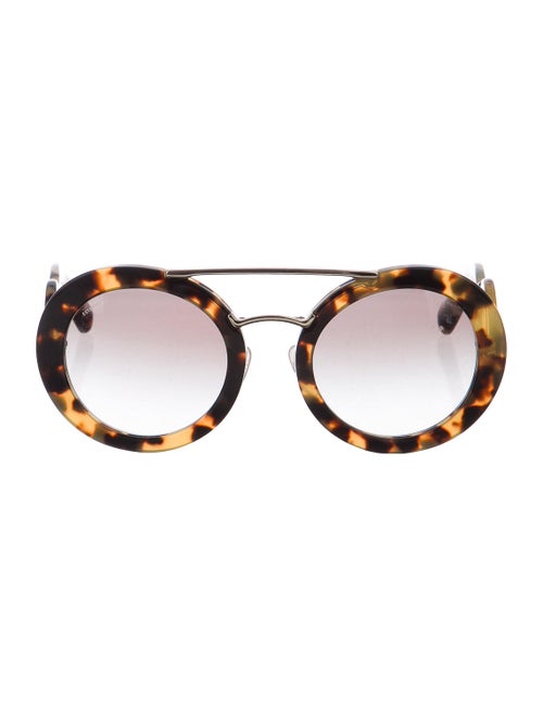 Prada Tortoiseshell Round Sunglasses Brown