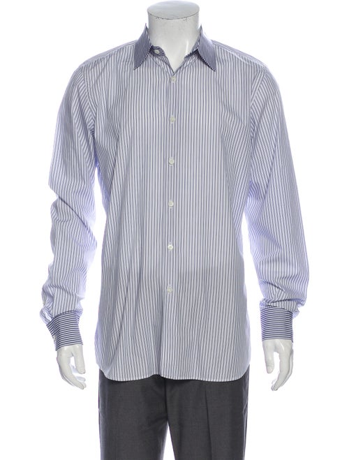 Prada Striped Long Sleeve Dress Shirt White