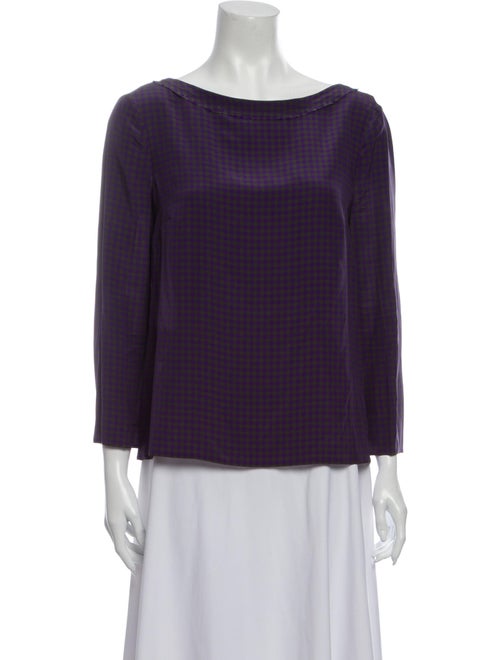 Prada Bateau Neckline Long Sleeve Blouse Purple