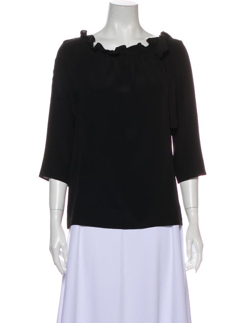 Prada Silk Scoop Neck Blouse Black