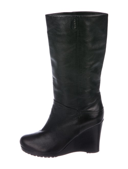 Prada Signature Logo Leather Boots Black