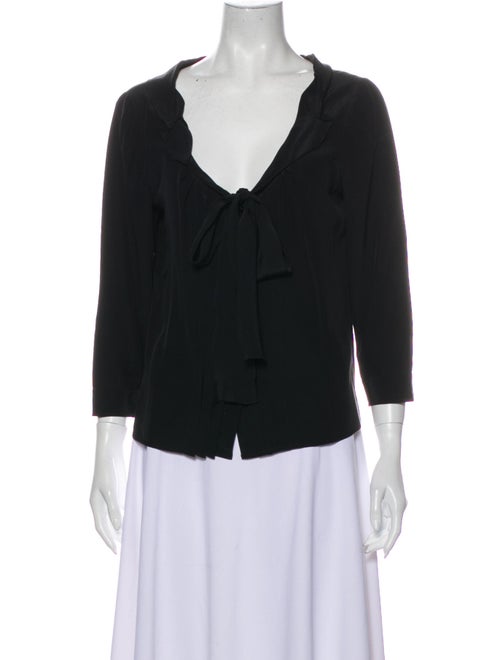 Prada Silk V-Neck Blouse Black