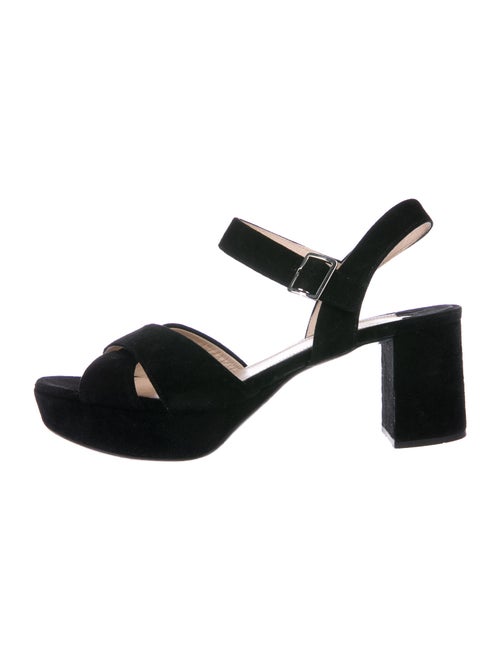 Prada Signature Logo Suede Sandals Black