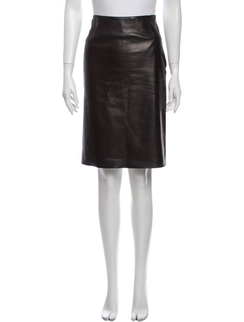 Prada Leather Knee-Length Skirt Black