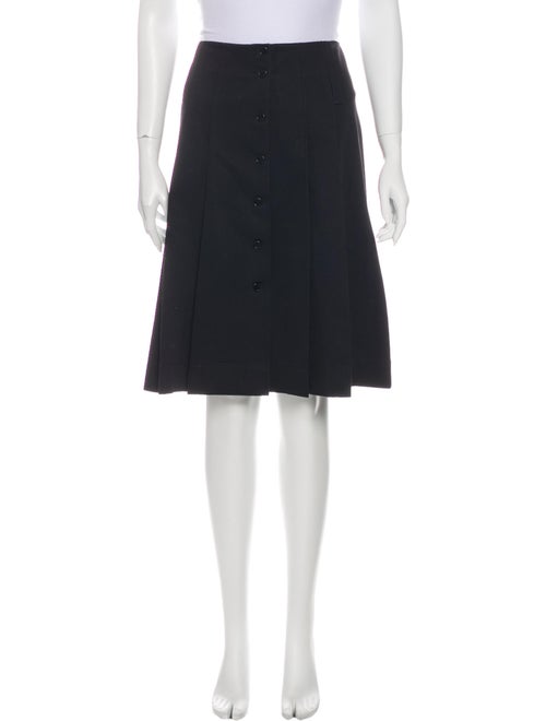 Prada Pleated Accents Knee-Length Skirt Black