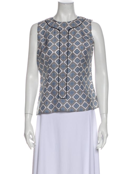 Prada Silk Printed Blouse White