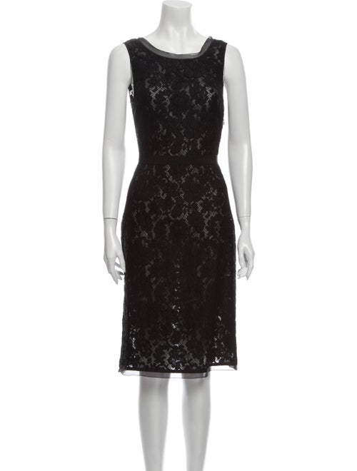 Prada Lace Pattern Knee-Length Dress Black