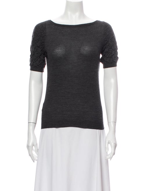 Prada Bateau Neckline Short Sleeve T-Shirt Grey