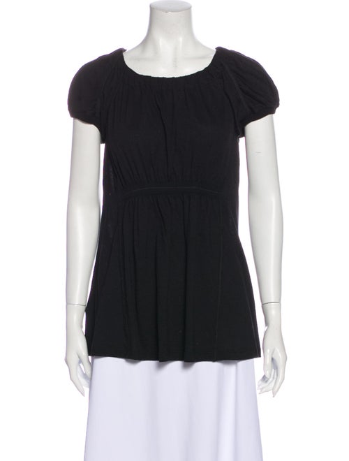 Prada Virgin Wool Scoop Neck Blouse Wool