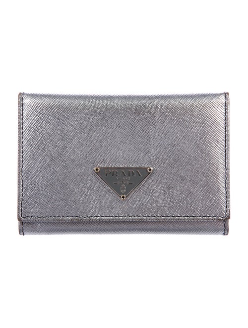 Prada Metallic Saffiano Cardholder Metallic