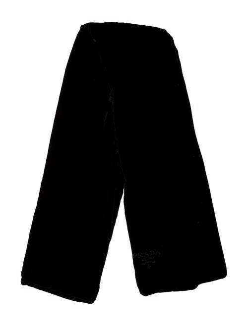 Prada Velvet Embroidered Scarf Black