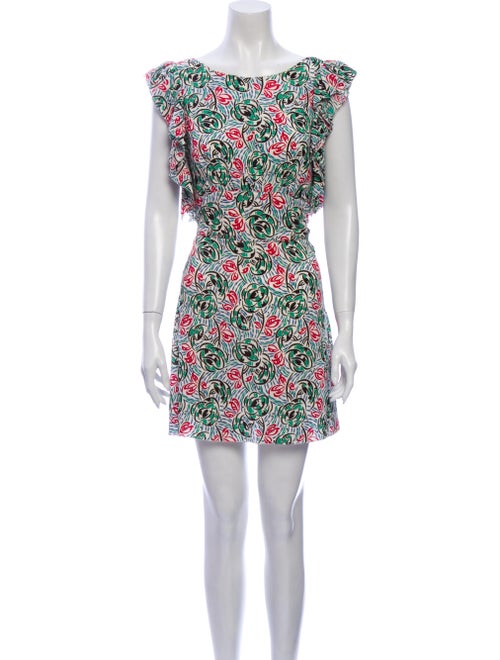 Prada Printed Mini Dress Green