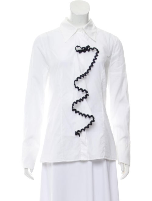 Prada Long Sleeve Button-Up Top White