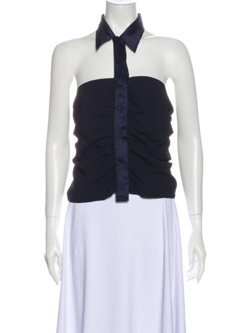 Prada Halterneck Sleeveless Crop Top Blue
