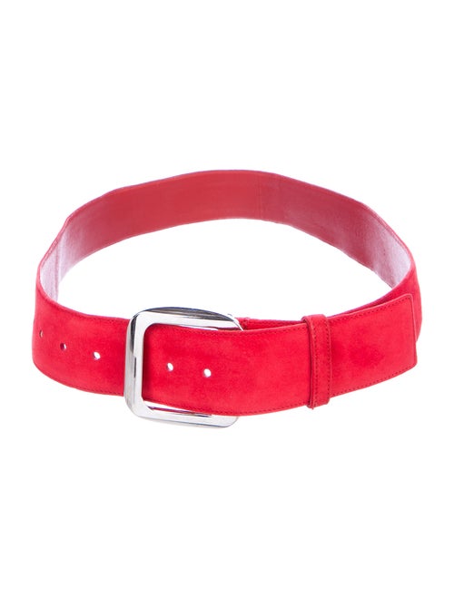 Prada Suede Buckle Belt Red
