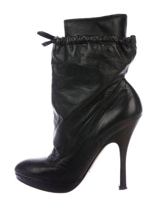 Prada Leather Ankle Boots Black