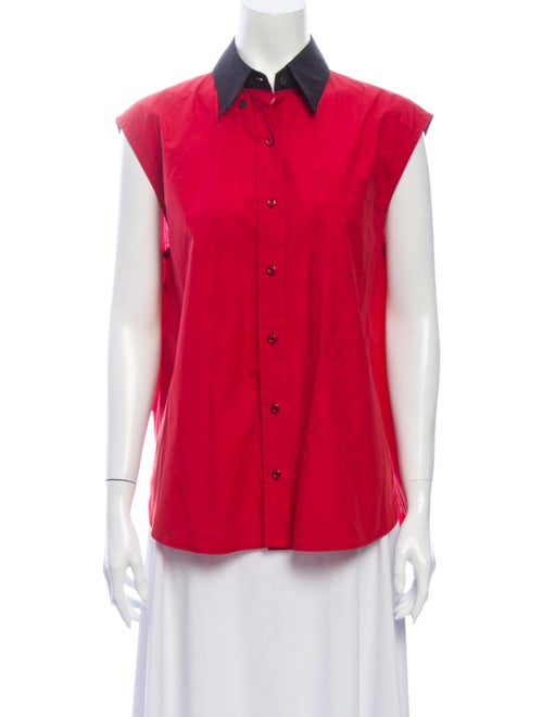 Prada Sleeveless Button-Up Top Red