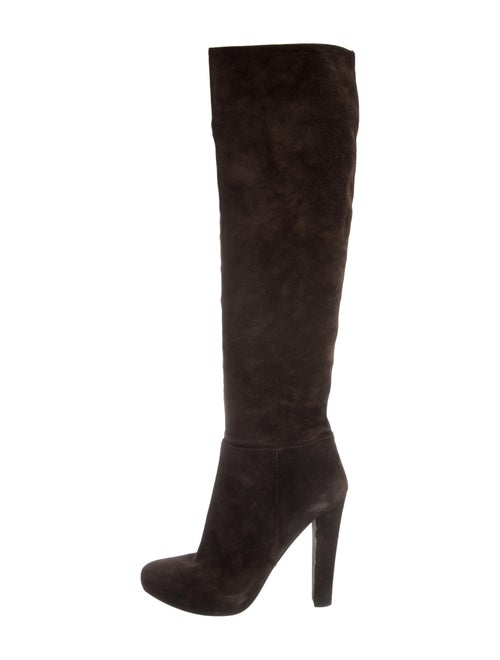 Prada Suede Knee-High Boots Brown