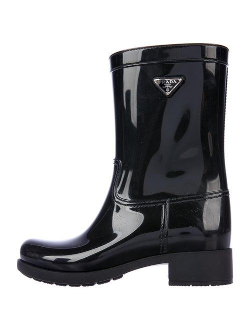 Prada Rain Boots Signature Logo Rain Boots Black