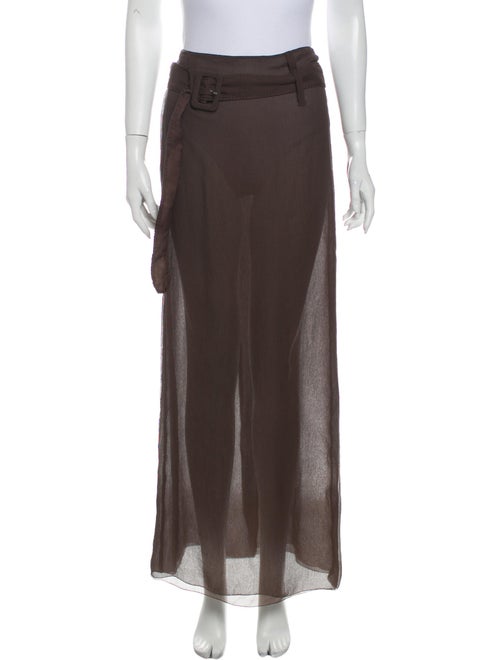Prada Silk Long Skirt Brown