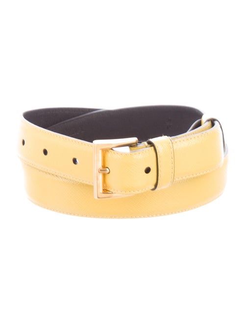 Prada Leather Buckle Belt Yellow