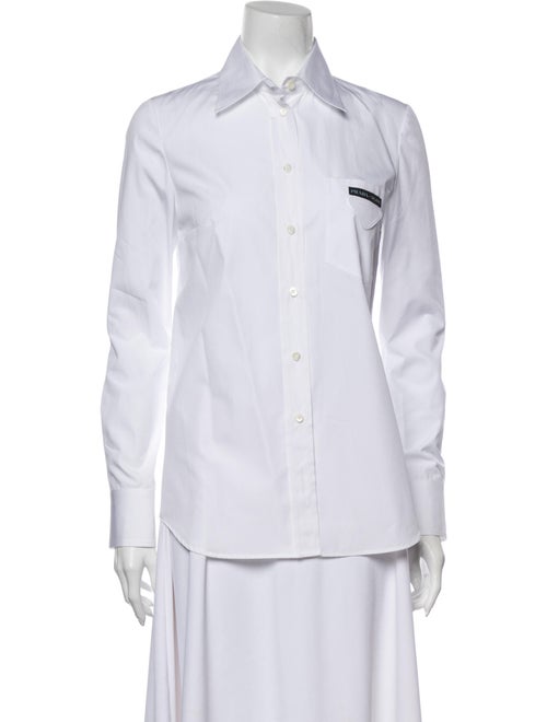 Prada Long Sleeve Button-Up Top White