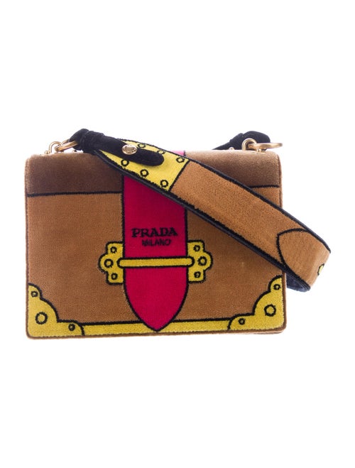 Prada Velvet Trompe L'oeil Cahier Bag Brown