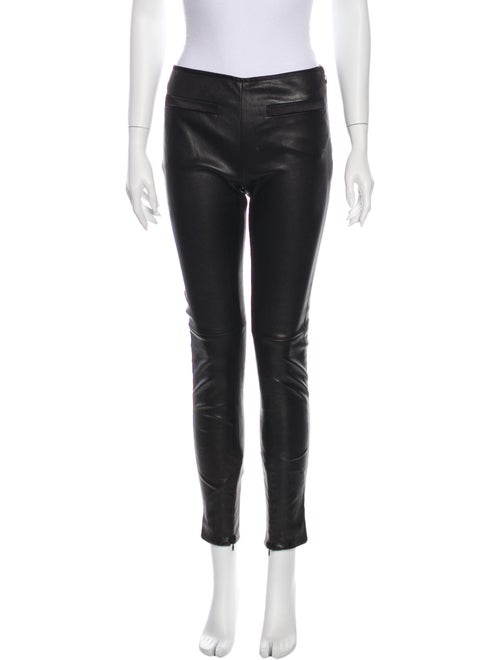 Prada Leather Skinny Leg Pants Black