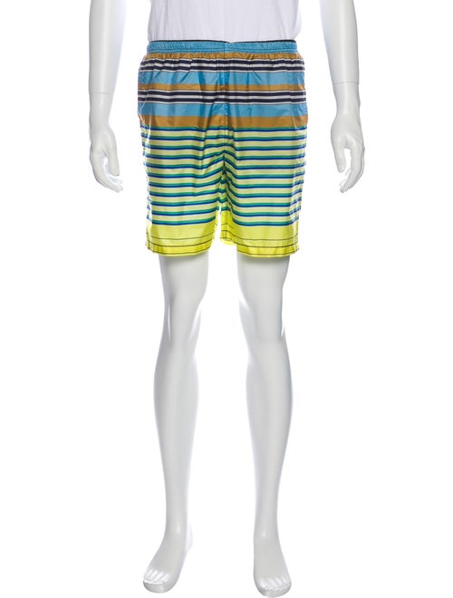 Prada Striped Swim Trunks Blue