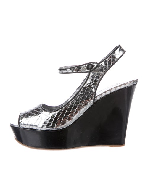 Prada Embossed Leather Sandals Metallic