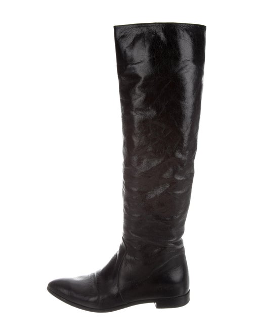 Prada Leather Riding Boots Black