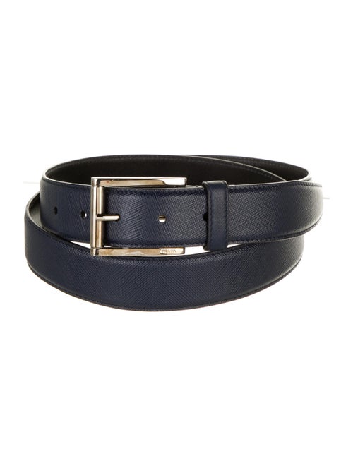 Prada Leather Buckle Belt navy