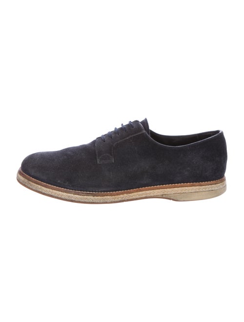 Prada Suede Braided Accents Derby Shoes Blue