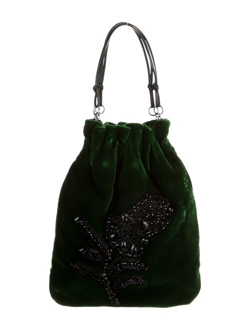 Prada Mini Velvet Embellished Bag Green