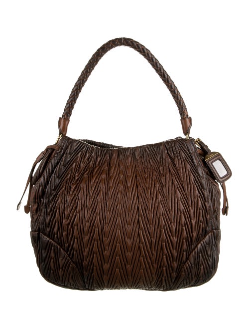 Prada Nappa Chevron Hobo Brown