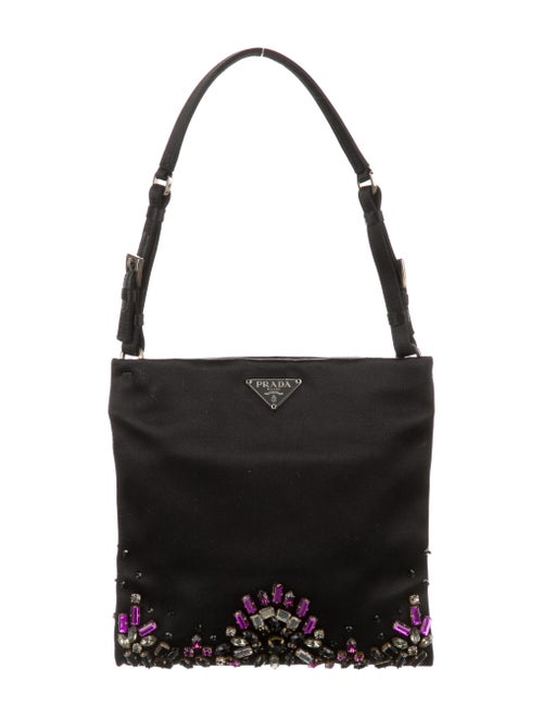 Prada Mini Embellished Satin Bag Black
