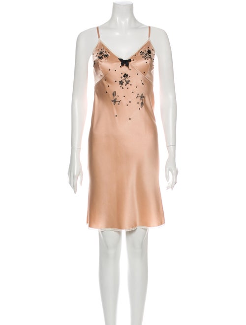Prada Silk Bow Accents Nightgown Pink