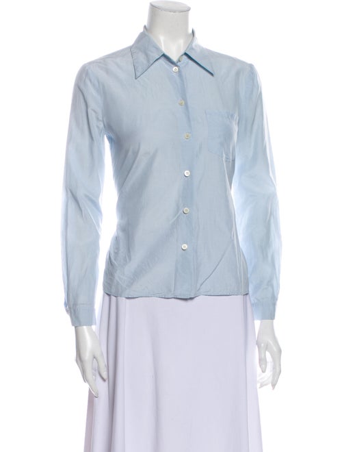 Prada Long Sleeve Button-Up Top Blue