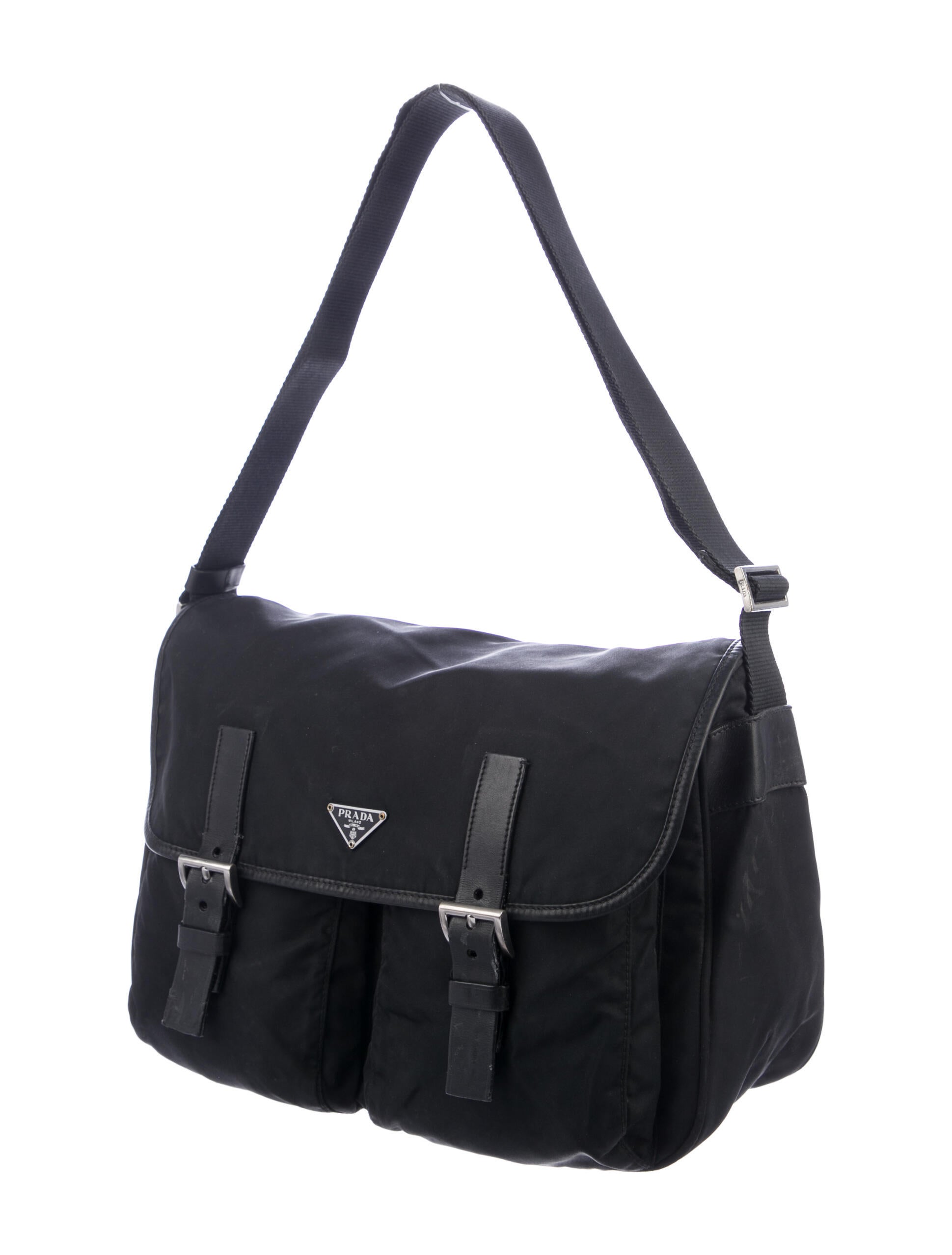 Prada LeatherTrimmed Nylon Messenger Bag Bags PRA454236 The RealReal