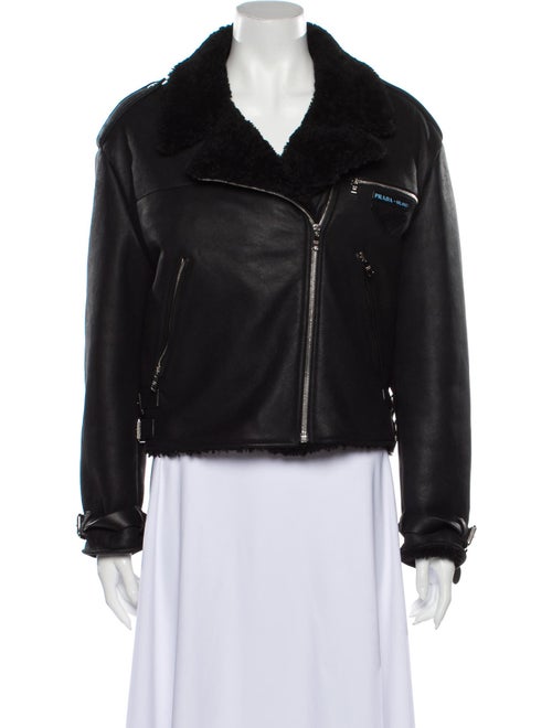 Prada 2018 Shearling Biker Jacket Black