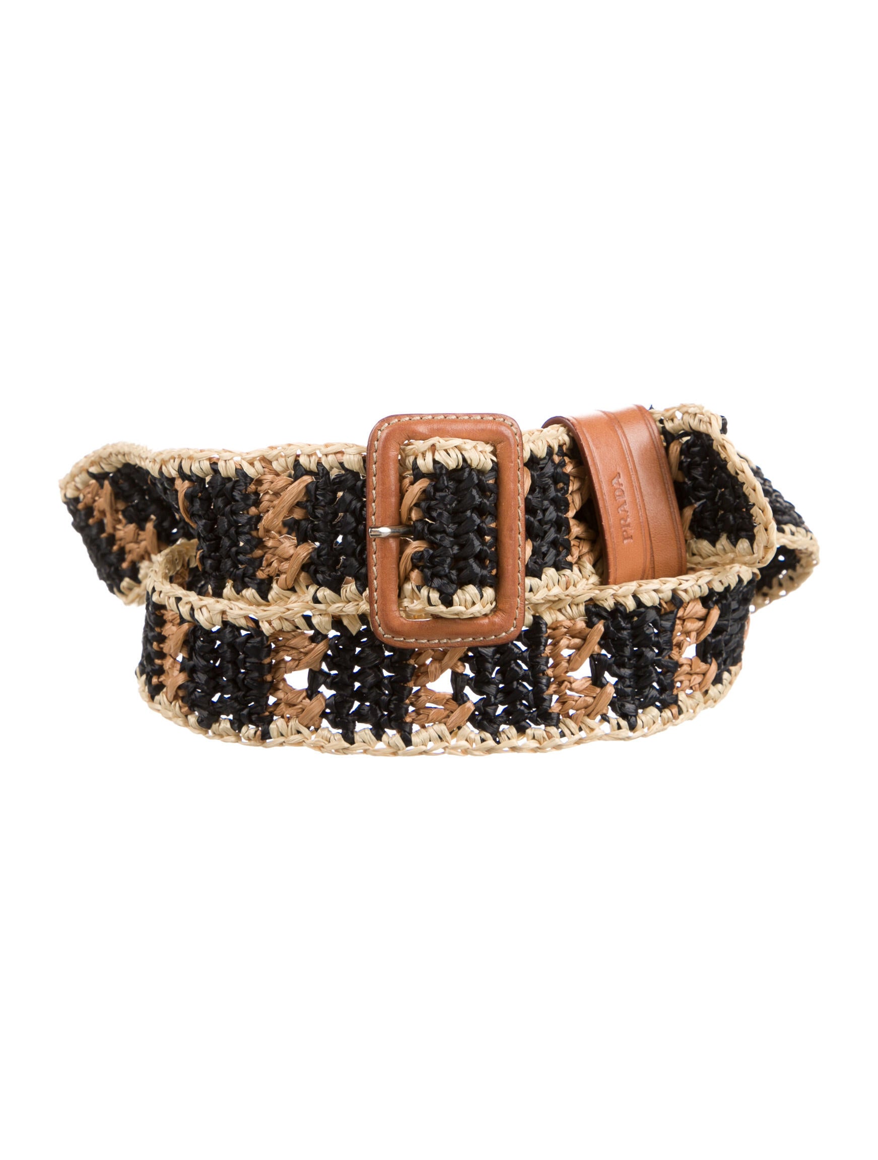 Prada Raffia Belt - Black Belts, Accessories - PRA458492