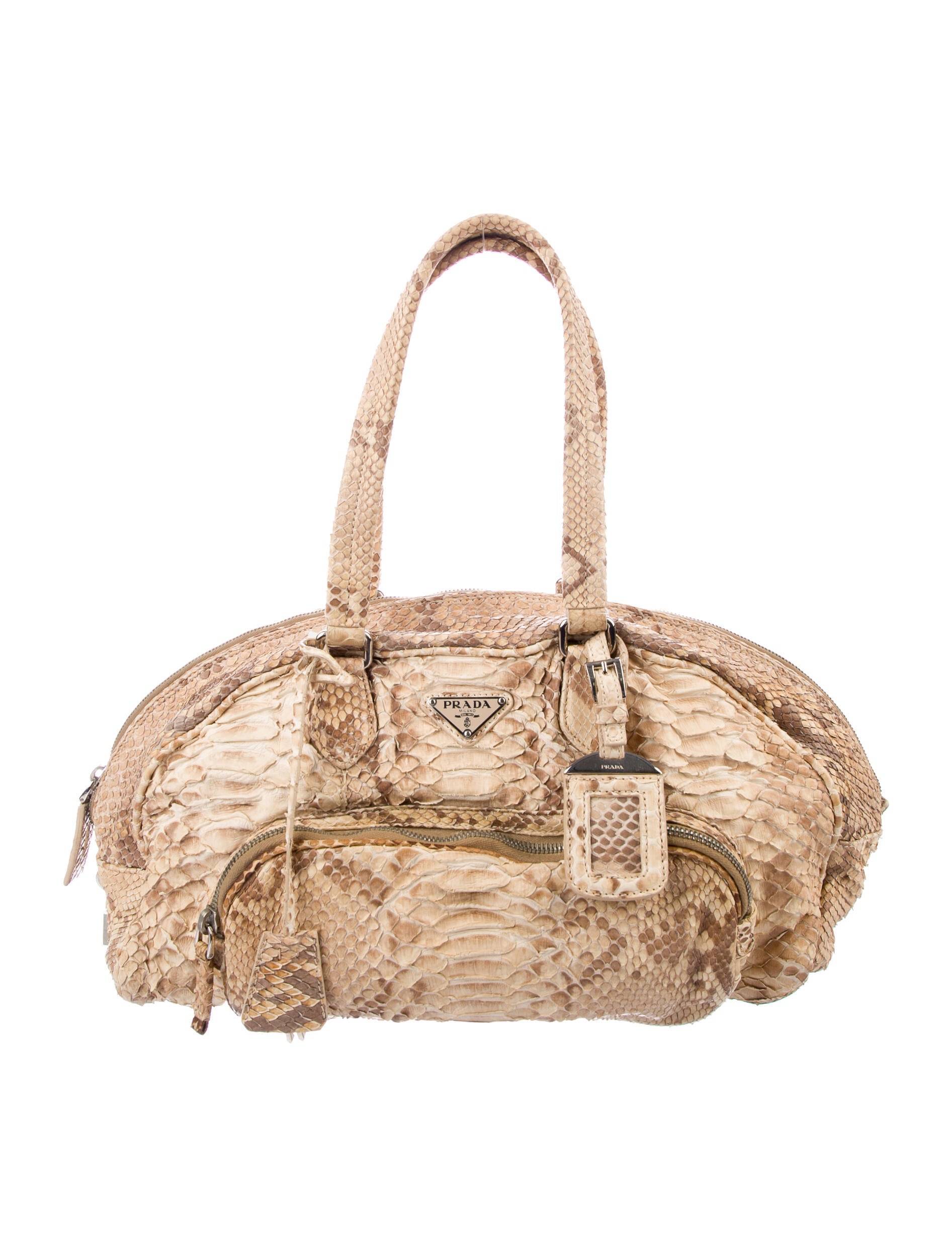 Prada Python Boston Bag - Neutrals Shoulder Bags, Handbags