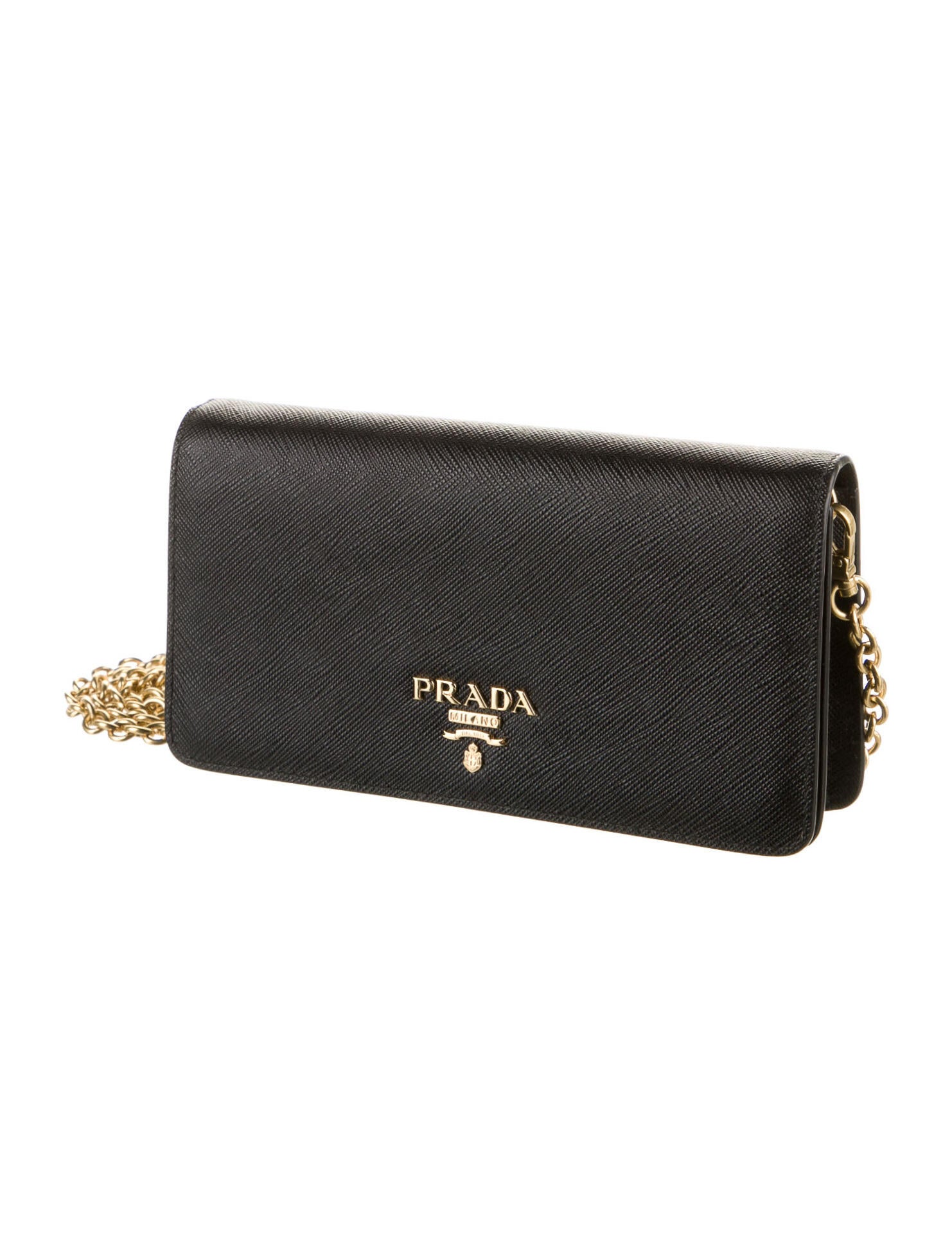 Prada Saffiano Metal Wallet On Chain Black Crossbody Bags, Handbags