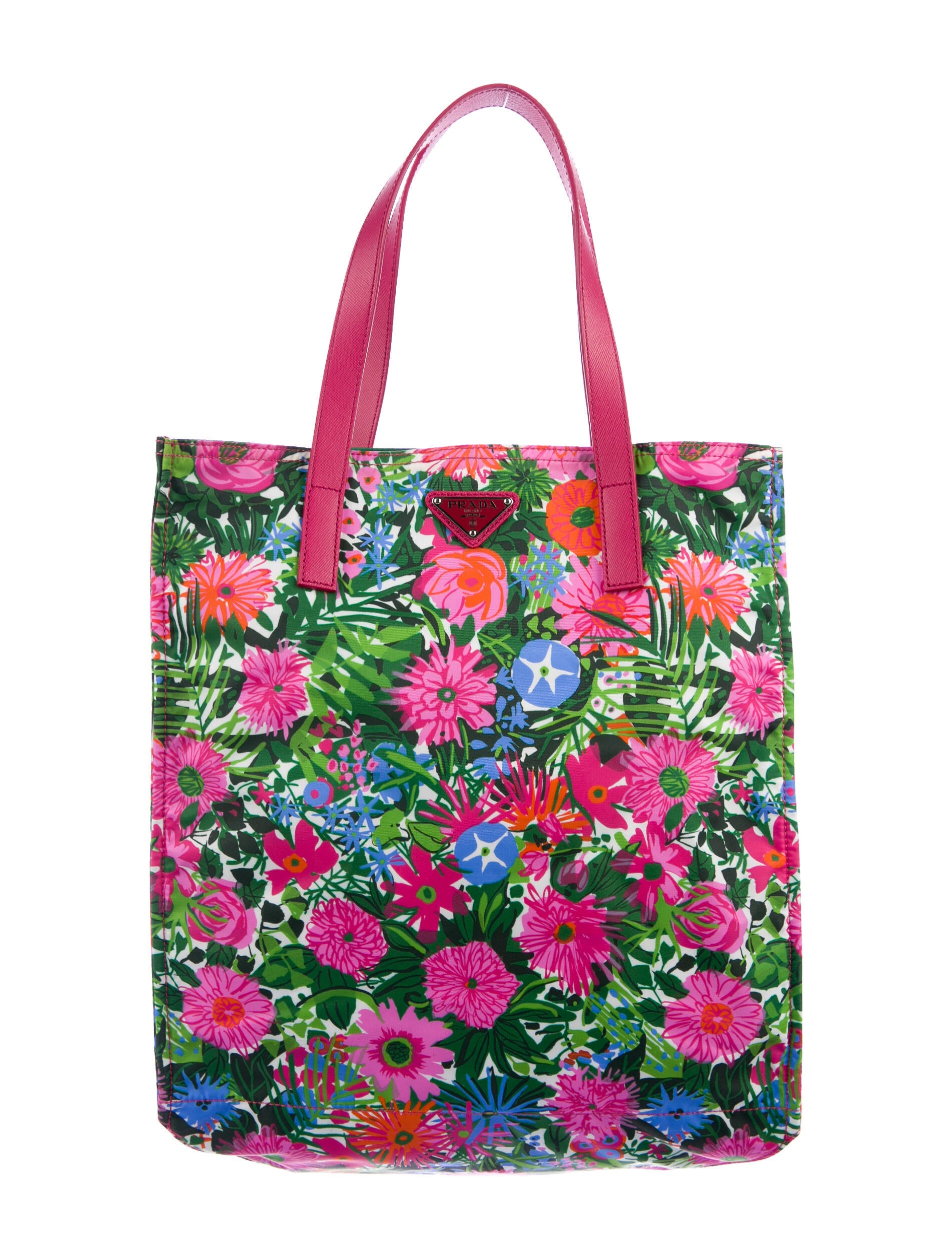 Prada Tessuto Stampato Floral Tote - Pink Totes, Handbags