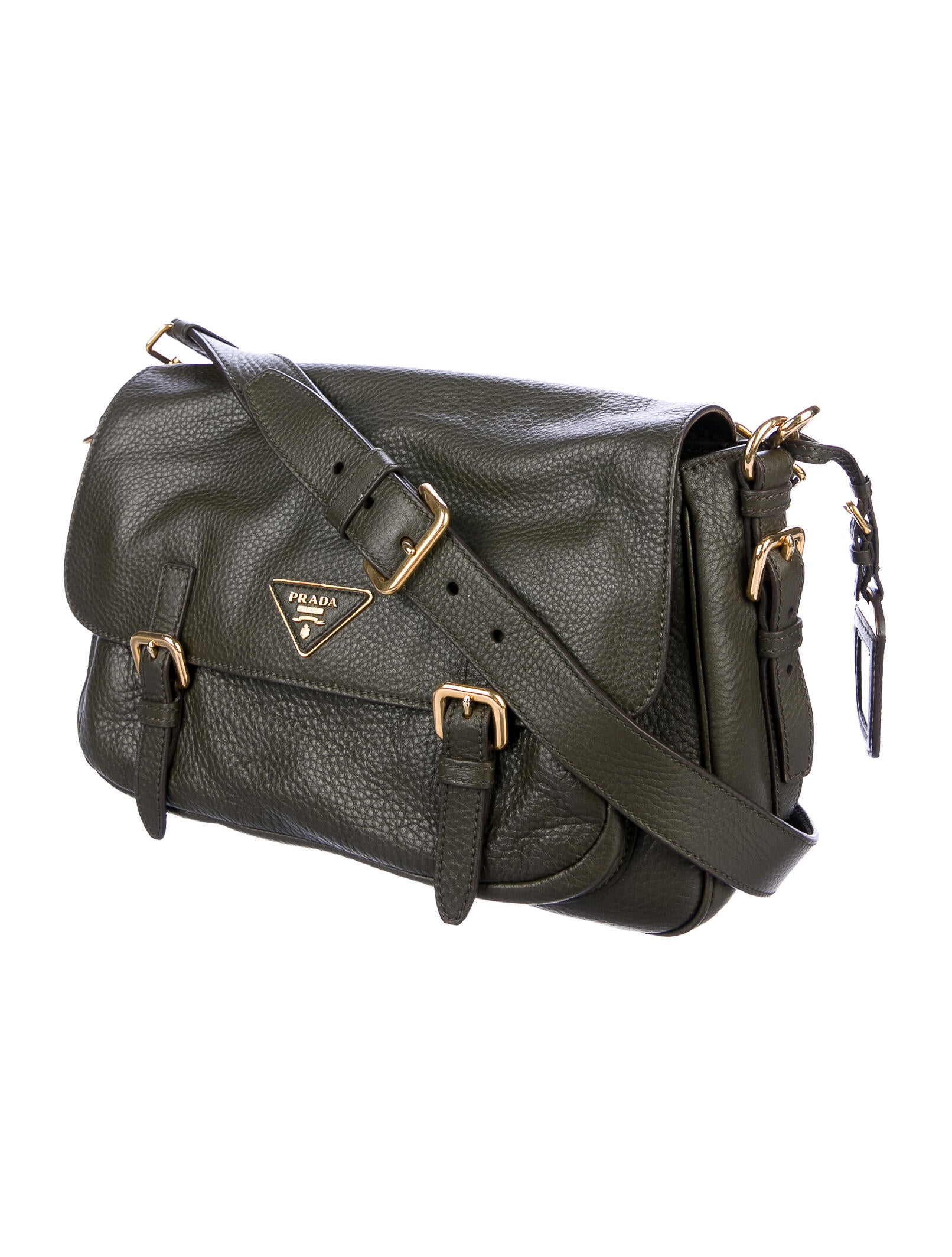 Prada Vitello Daino Messenger Bag Green Crossbody Bags, Handbags
