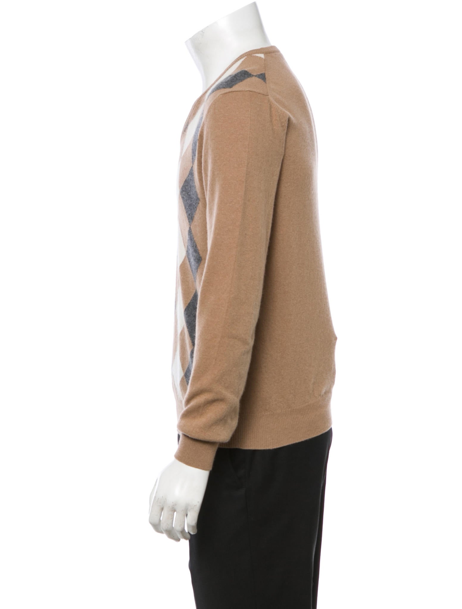 Prada Argyle Sweater - Brown Sweaters, Clothing - PRA53648