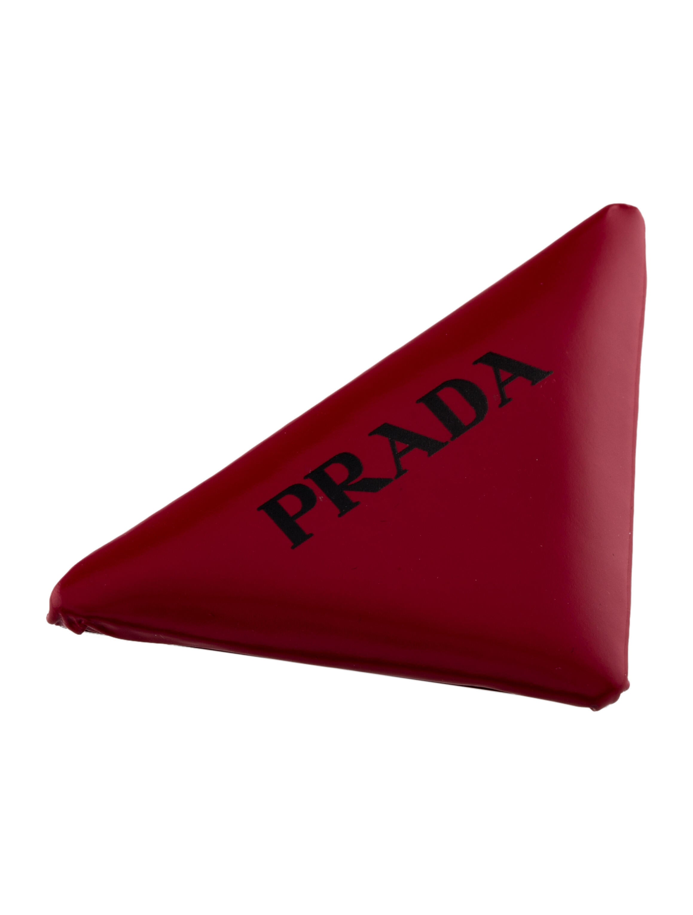 Prada Lacquered Metal Triangle Logo Brooch - Red Pin, Brooches