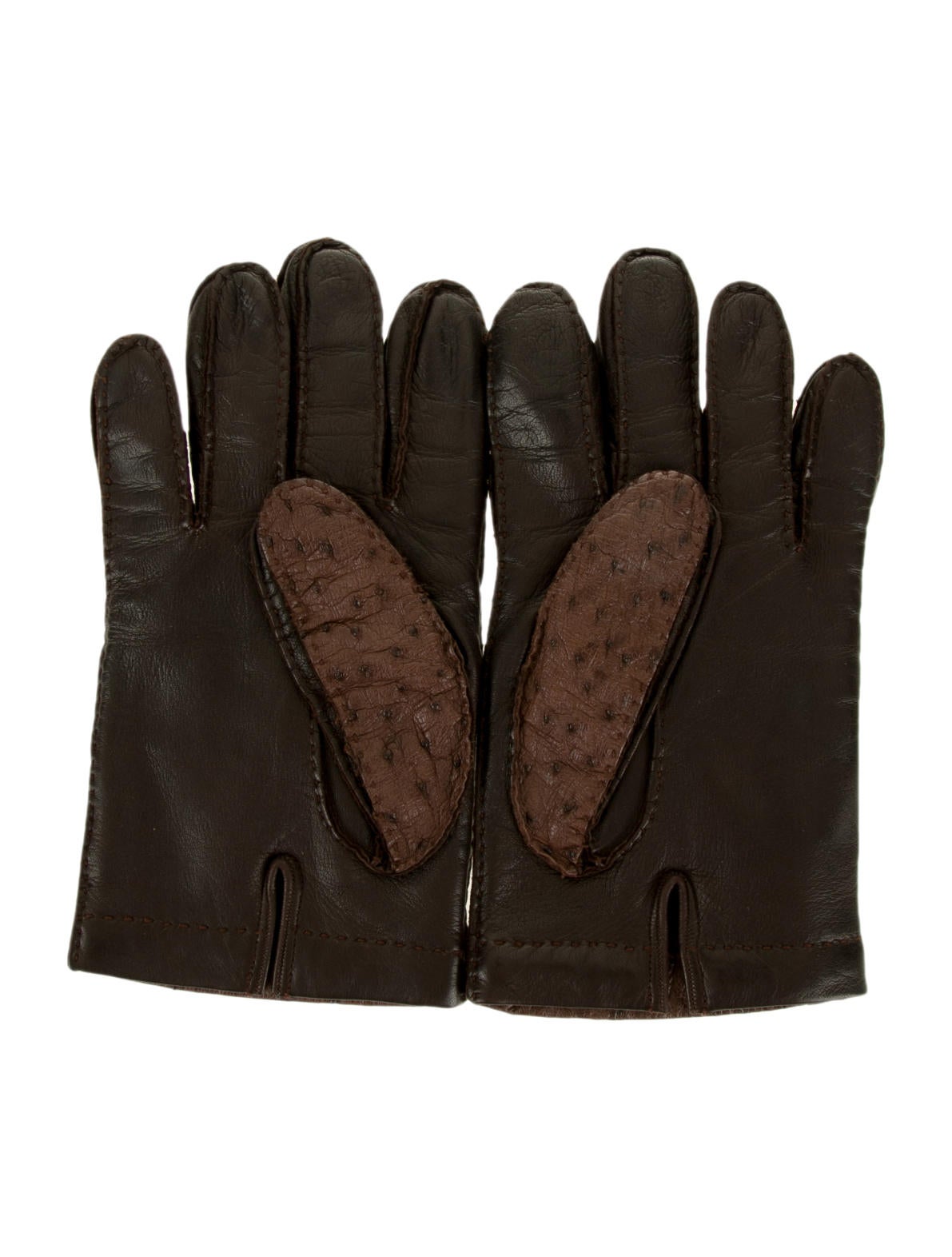 Prada Ostrich Gloves Brown Gloves & Mittens, Accessories PRA58305